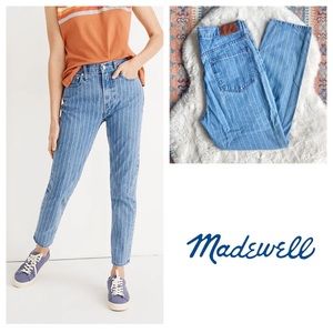 Madewell pinstripe high rise mom slim jean size 27
